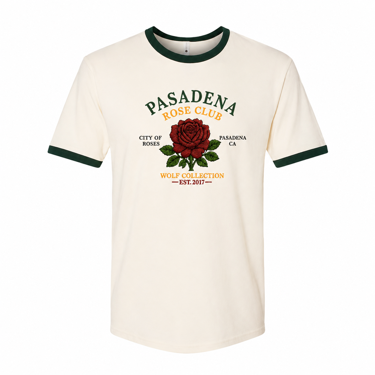 Wolf Collection Pasadena Rose Club Ringer T-Shirt White
