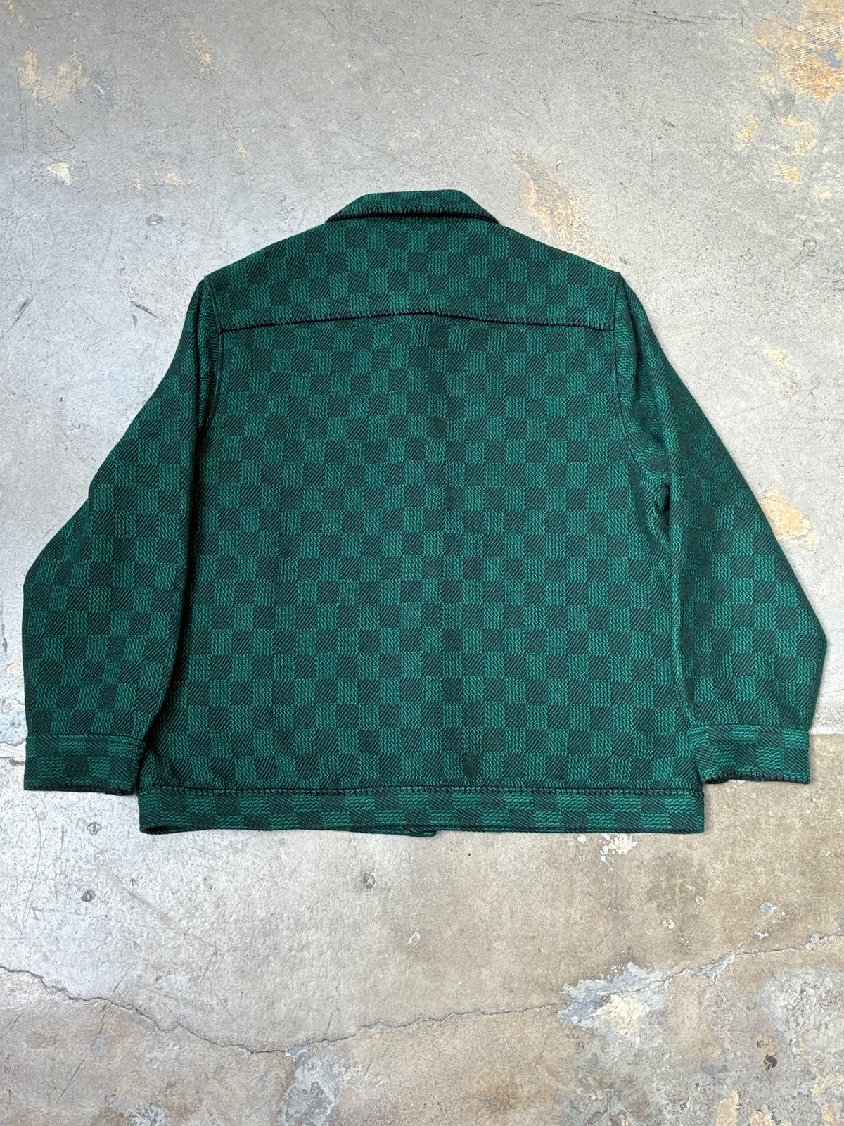 Kith Check Boucle Boxy Collard Overshirt (Ivy green)