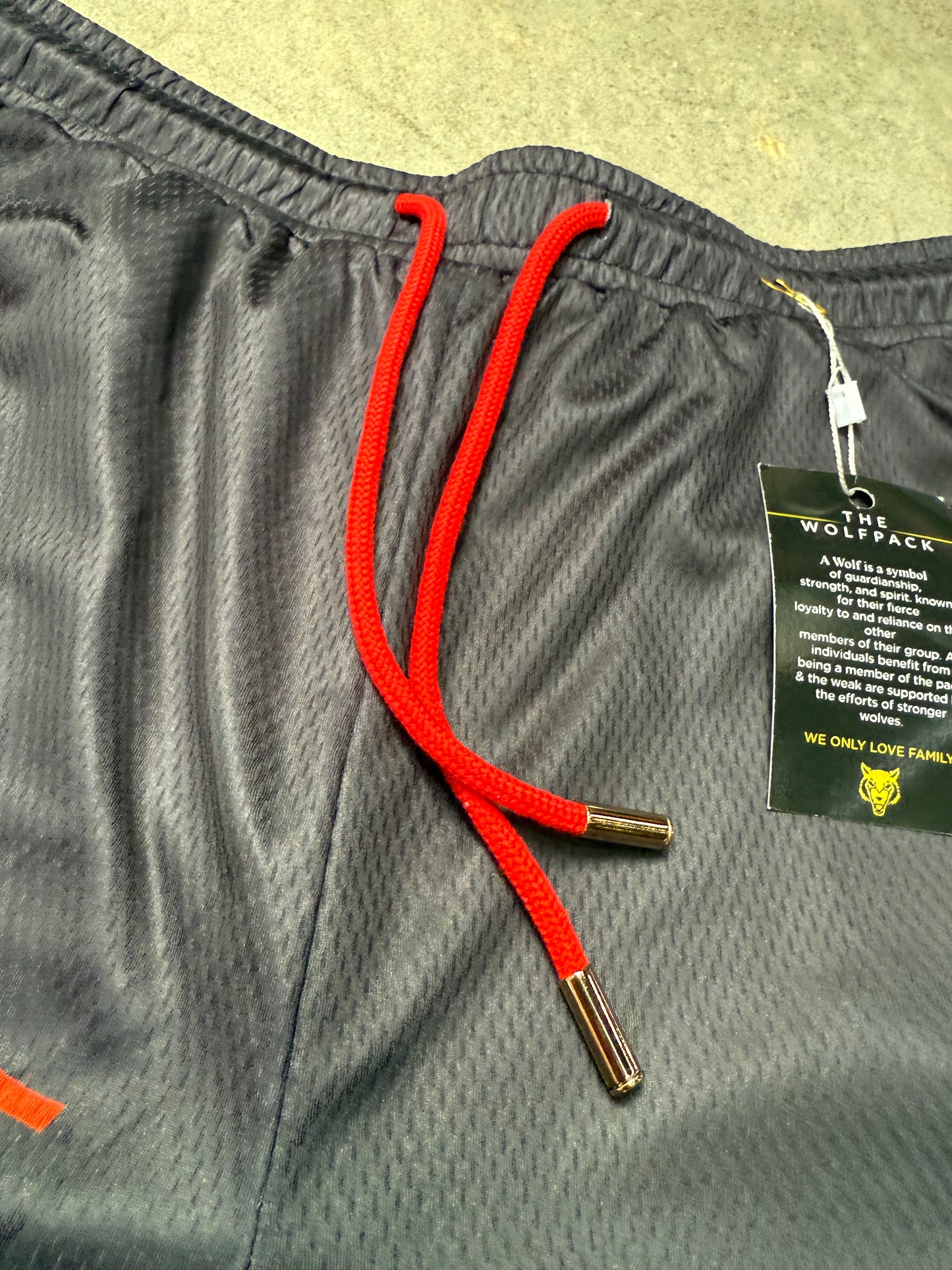 Wolf Collection Scratch Logo Mesh Shorts Black