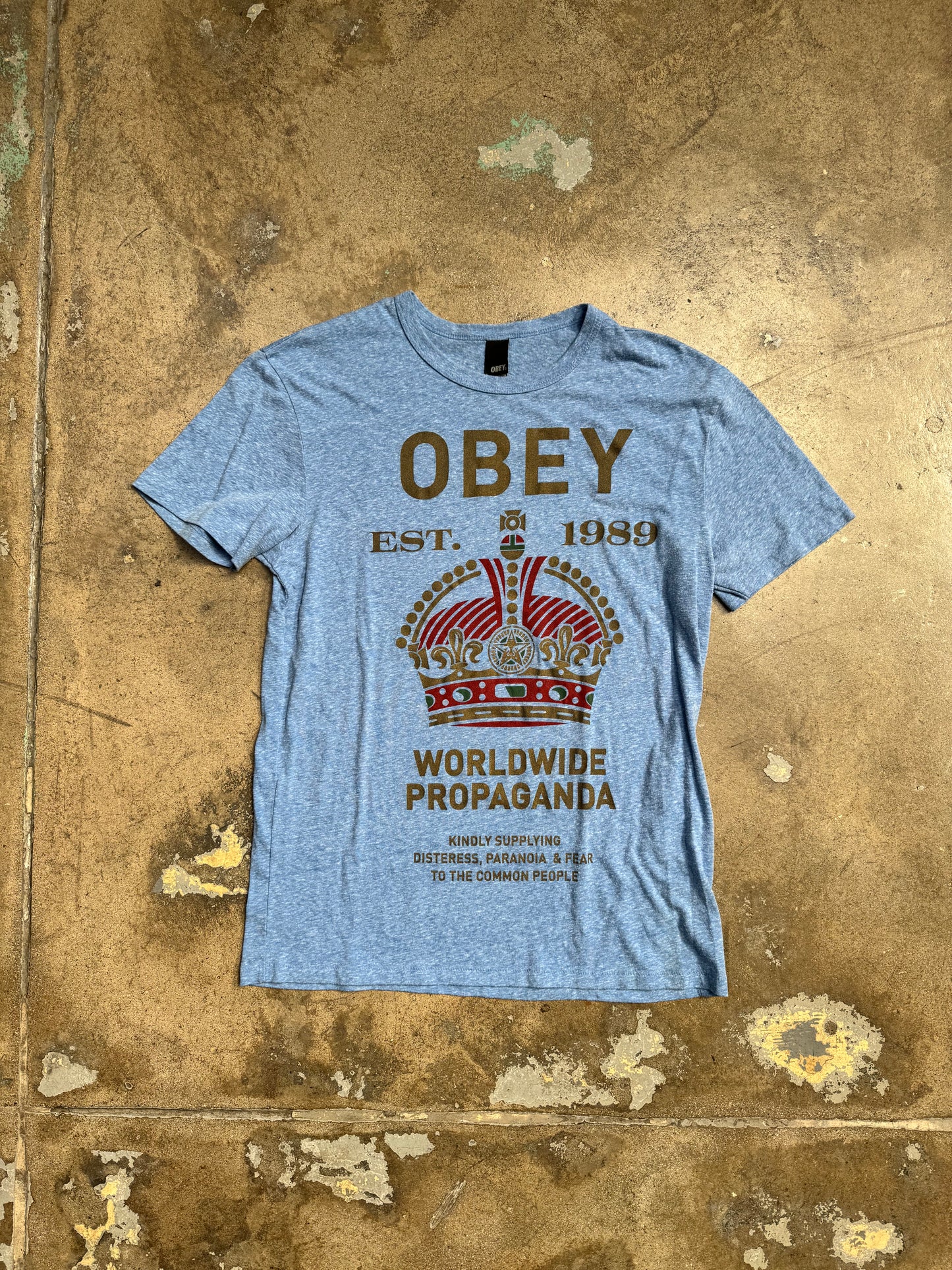 Obey Worldwide Propaganda T Shirt Blue L