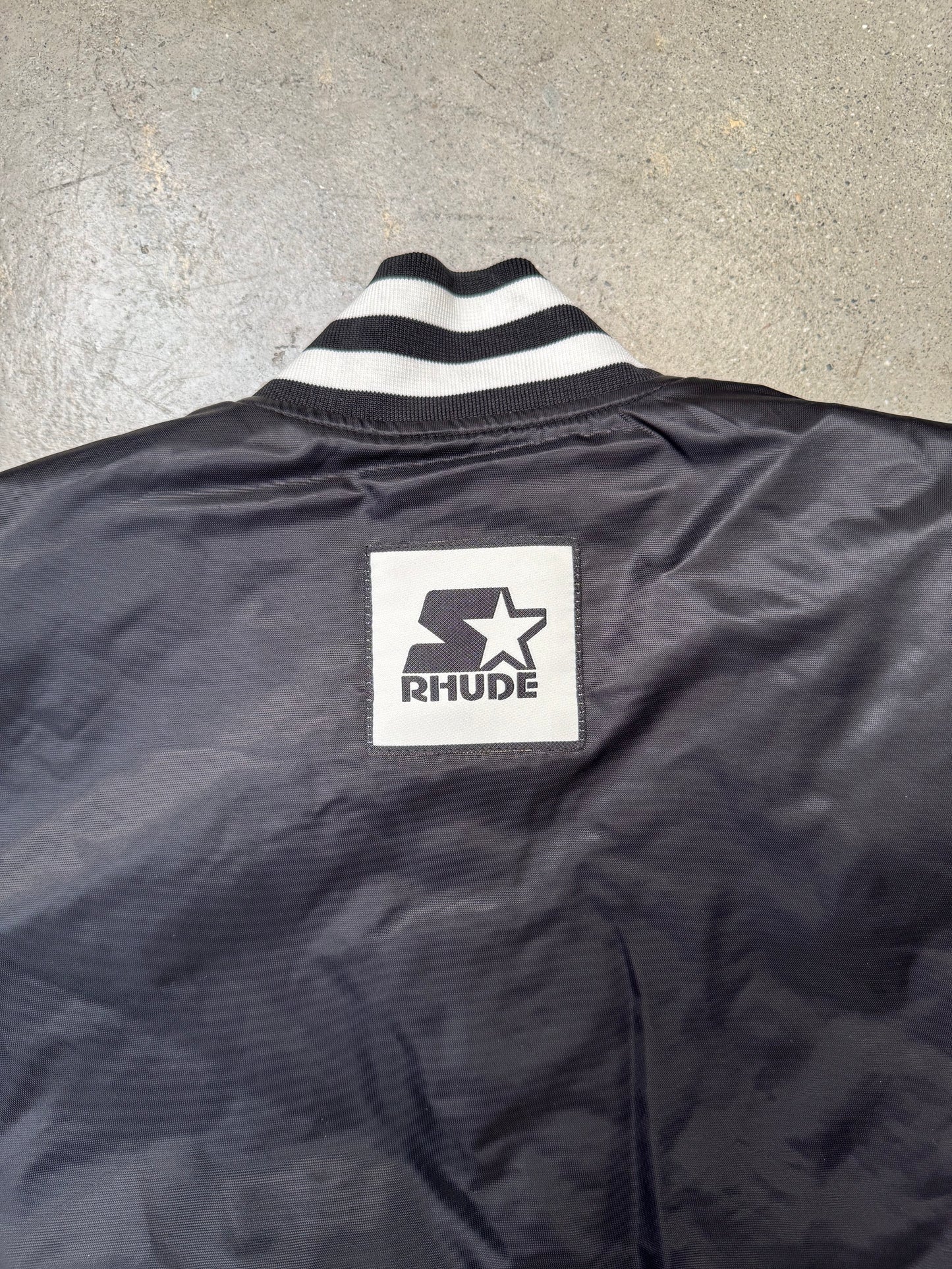 Rhude Starter Bomber Jacket Black/White Medium (Pre-Owned)