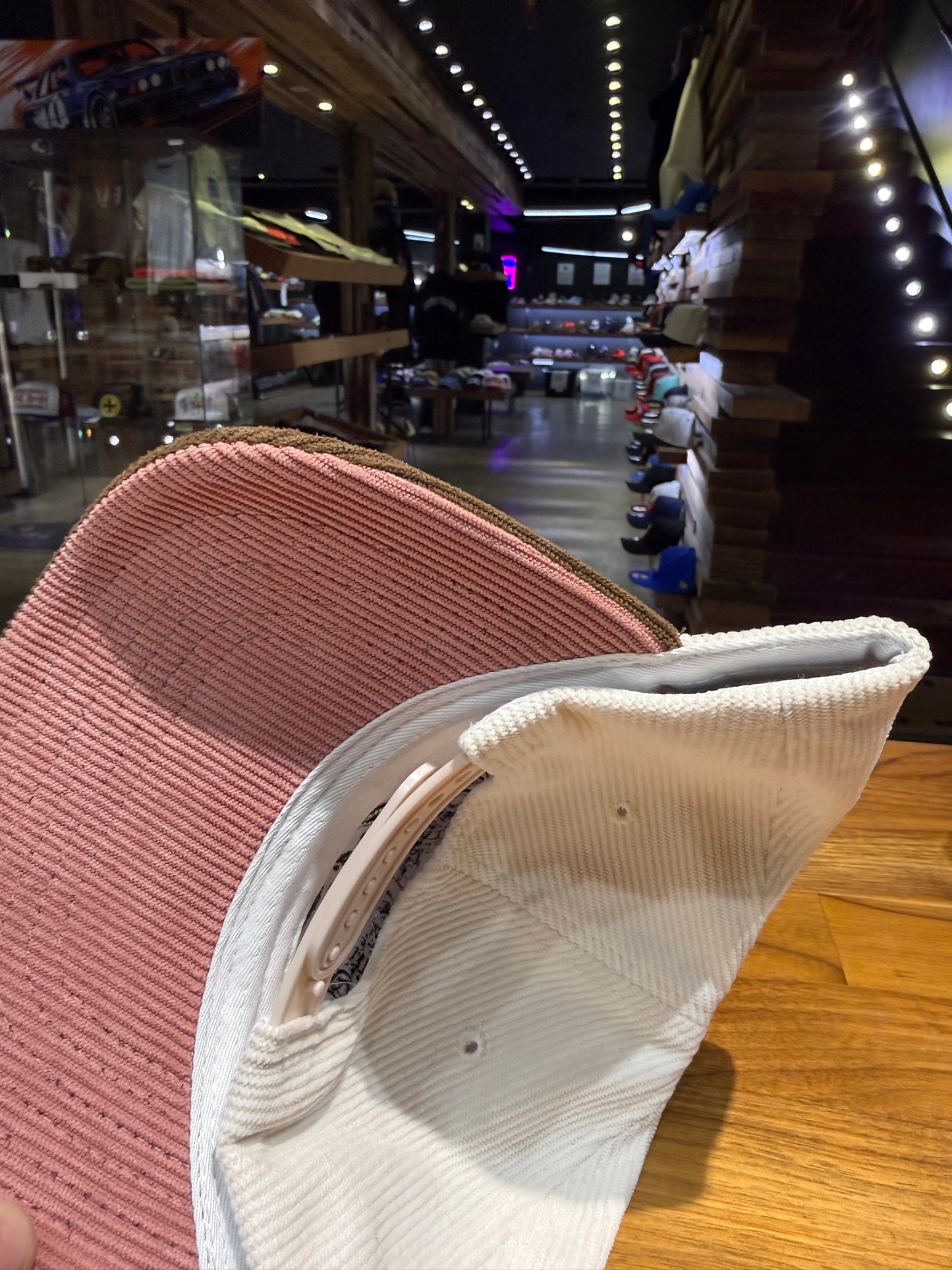 Wolf Collection P Rose Stamp White/Brown/Pink Corduroy Snapback