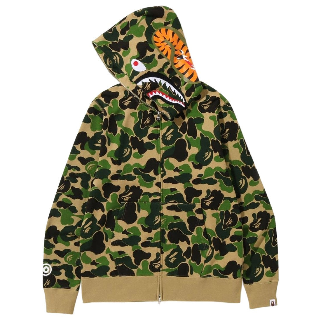 Bape ABC Camo Full Zip Shark Hoodie Green