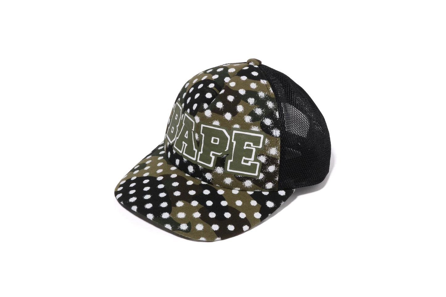 Bape RTI Polka Dot Mesh Snapback Hat (Green/Blk)