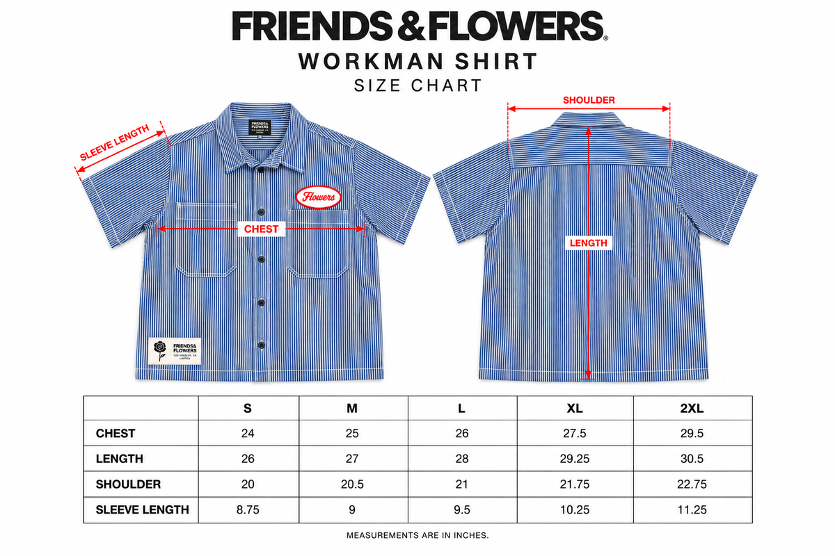 Workman Flower Patch Button Up Shirt Black