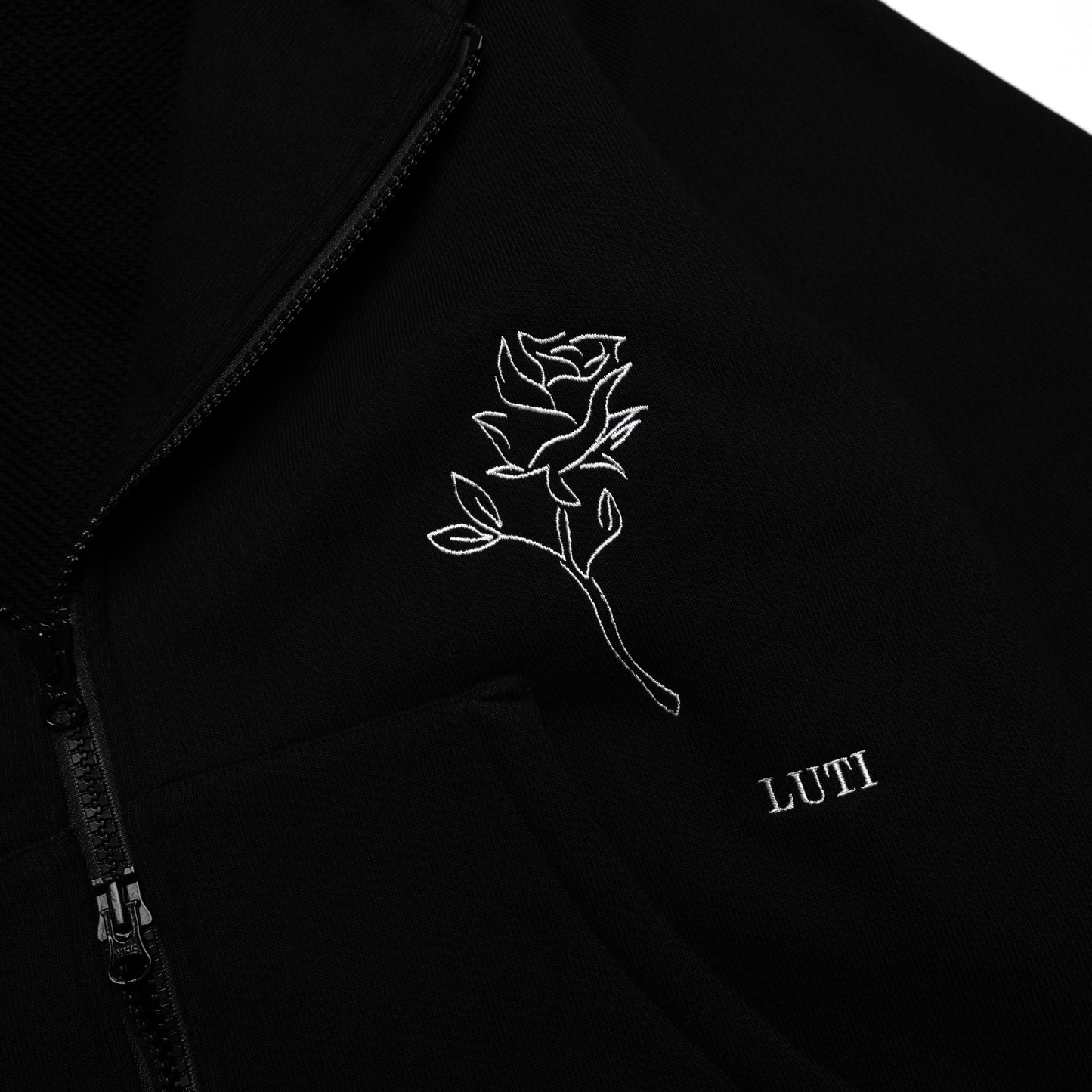Luti Rosa Dual Zip-Up Hoodie Black