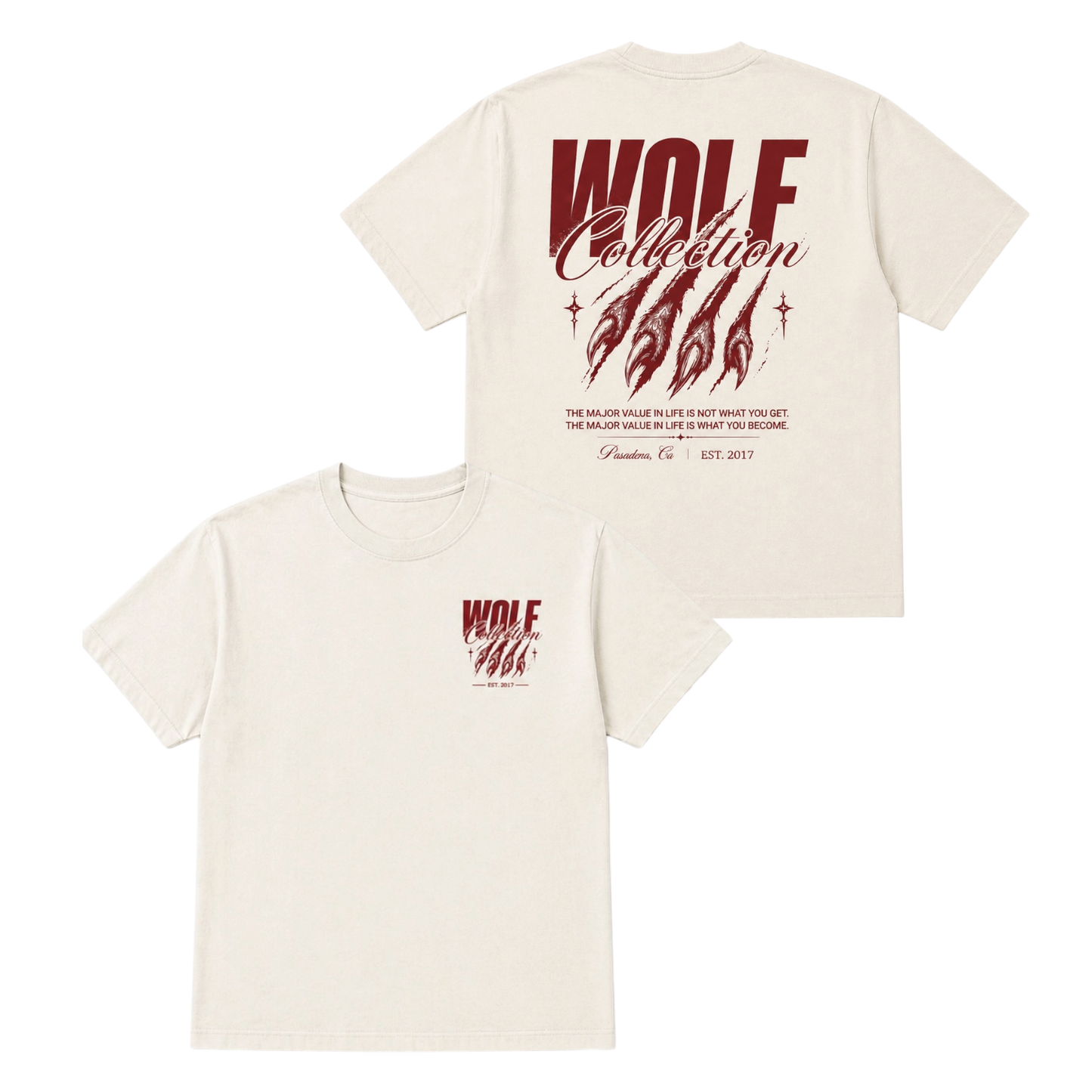 Wolf Collection Claw Cropped T-Shirt Beige