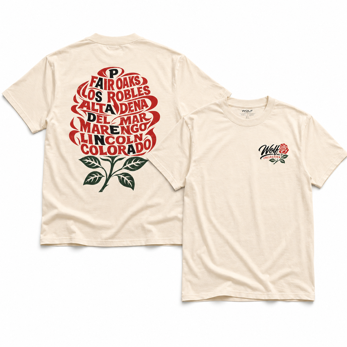 Wolf Collection Pasadena Streets Rose T-Shirt Cream