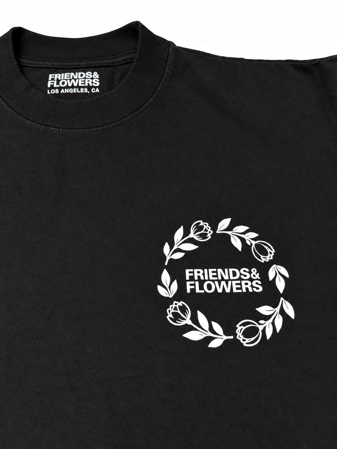 Wreath Logo Drop Shoulder T-Shirt Black
