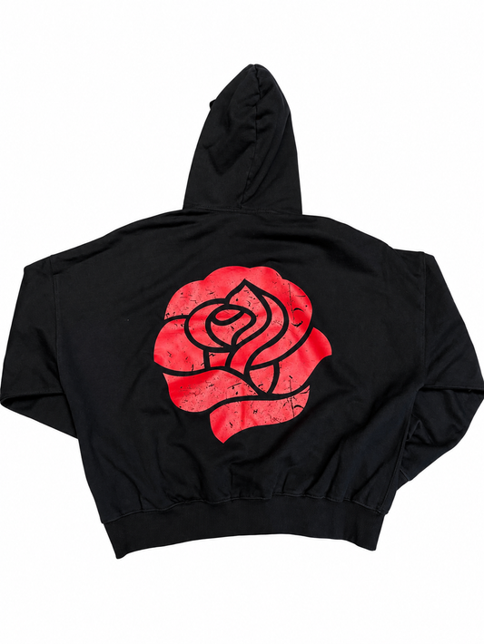 Neo Pasadena Since 2000 Rose Cropped Hoodie Black