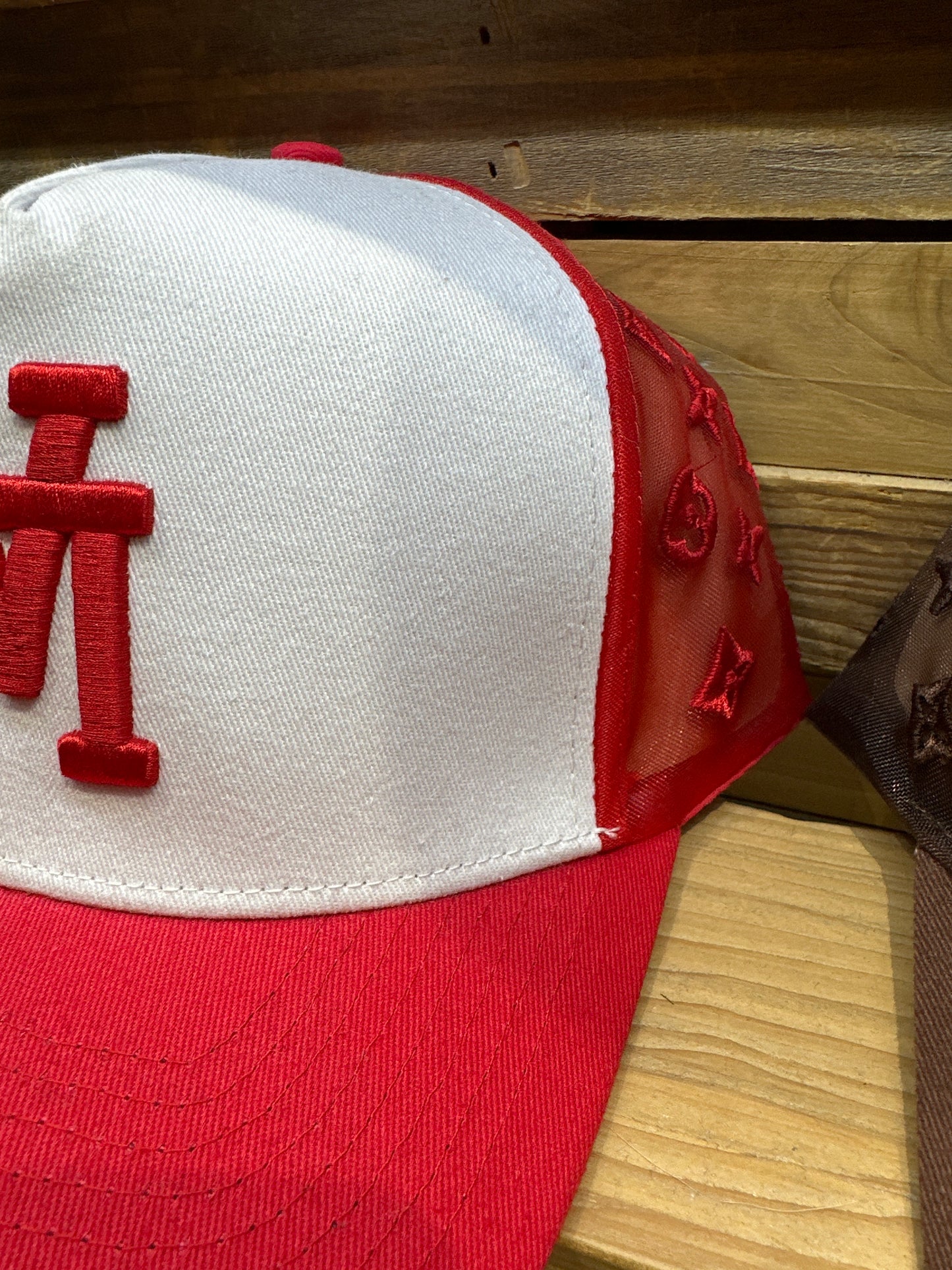 KTH LA Monogram Mesh Snapback Red white