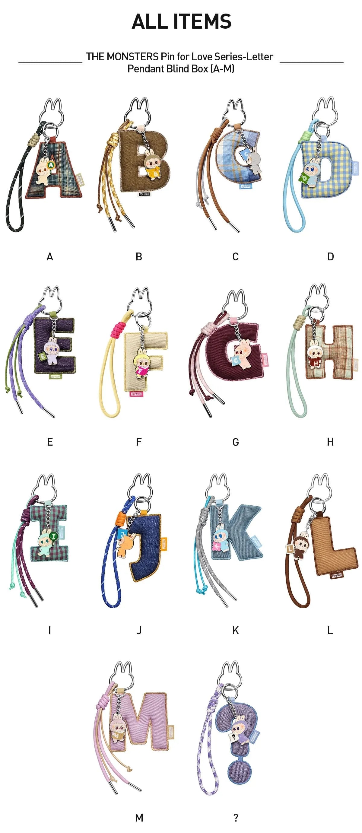 Pin For Love Labubu Letter Pendant Keychain (A-M) – FRNDS + FLWRS