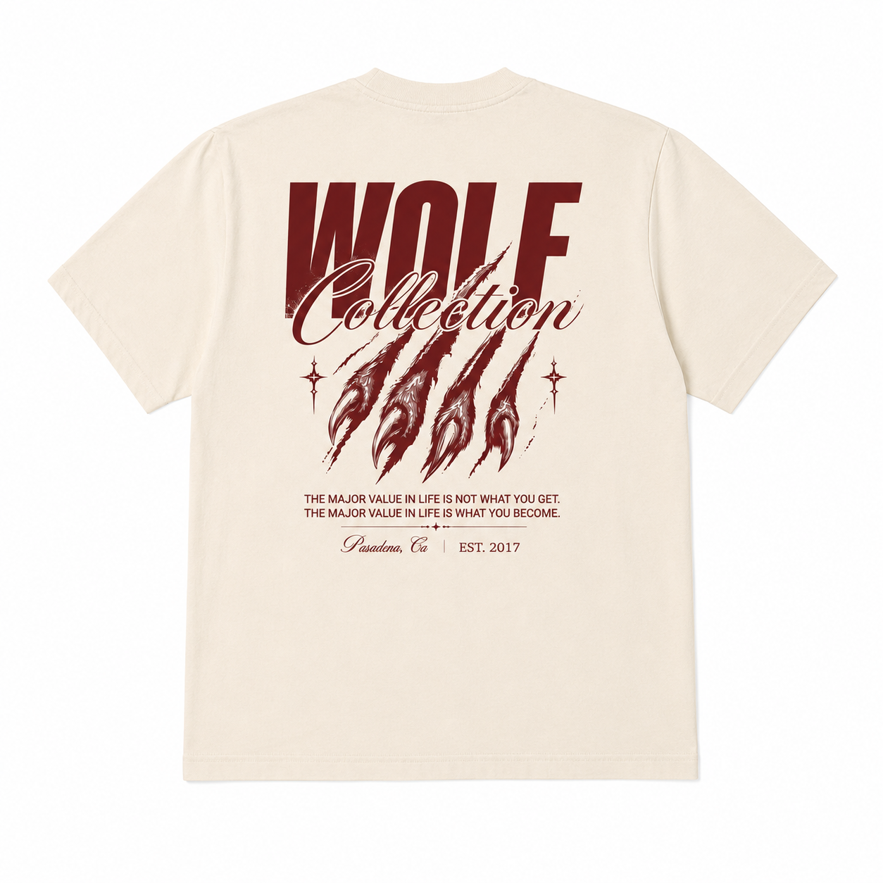 Wolf Collection Claw Cropped T-Shirt Beige