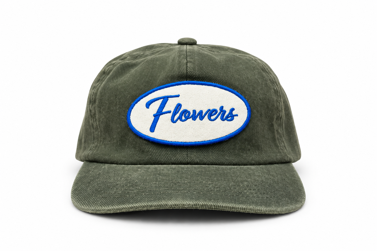 Flowers Patch Snapback Hat Washed Green