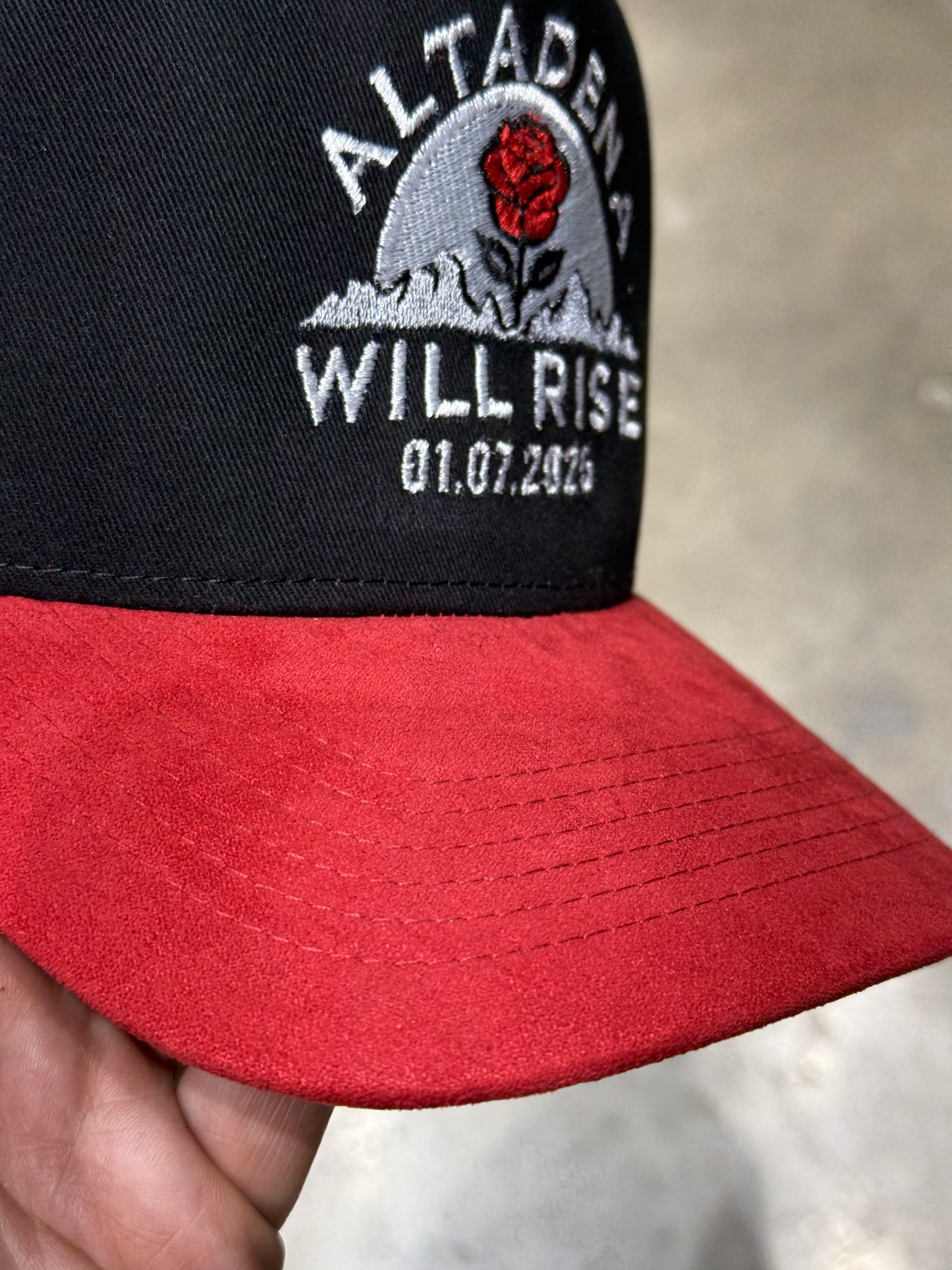 Wolf Collection Altadena Will Rise Snapback Black/Red Suede