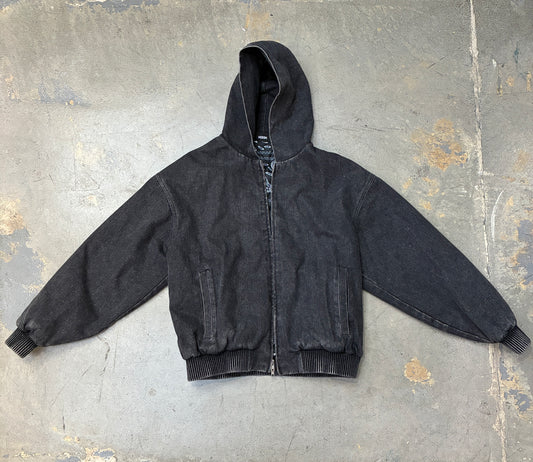 Shakawear Hooded Denim Bomber Washed Black Medium (Pre-Owned