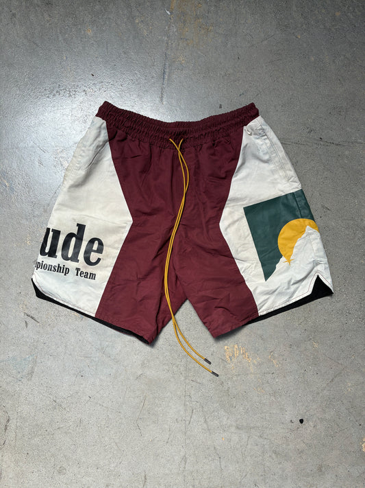 Rhude World Championship Shorts Burgundy/White Large (Pre-Owned)