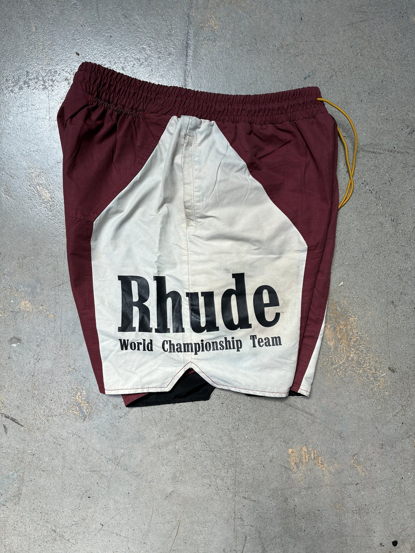 Rhude World Championship Shorts Burgundy/White Large (Pre-Owned)