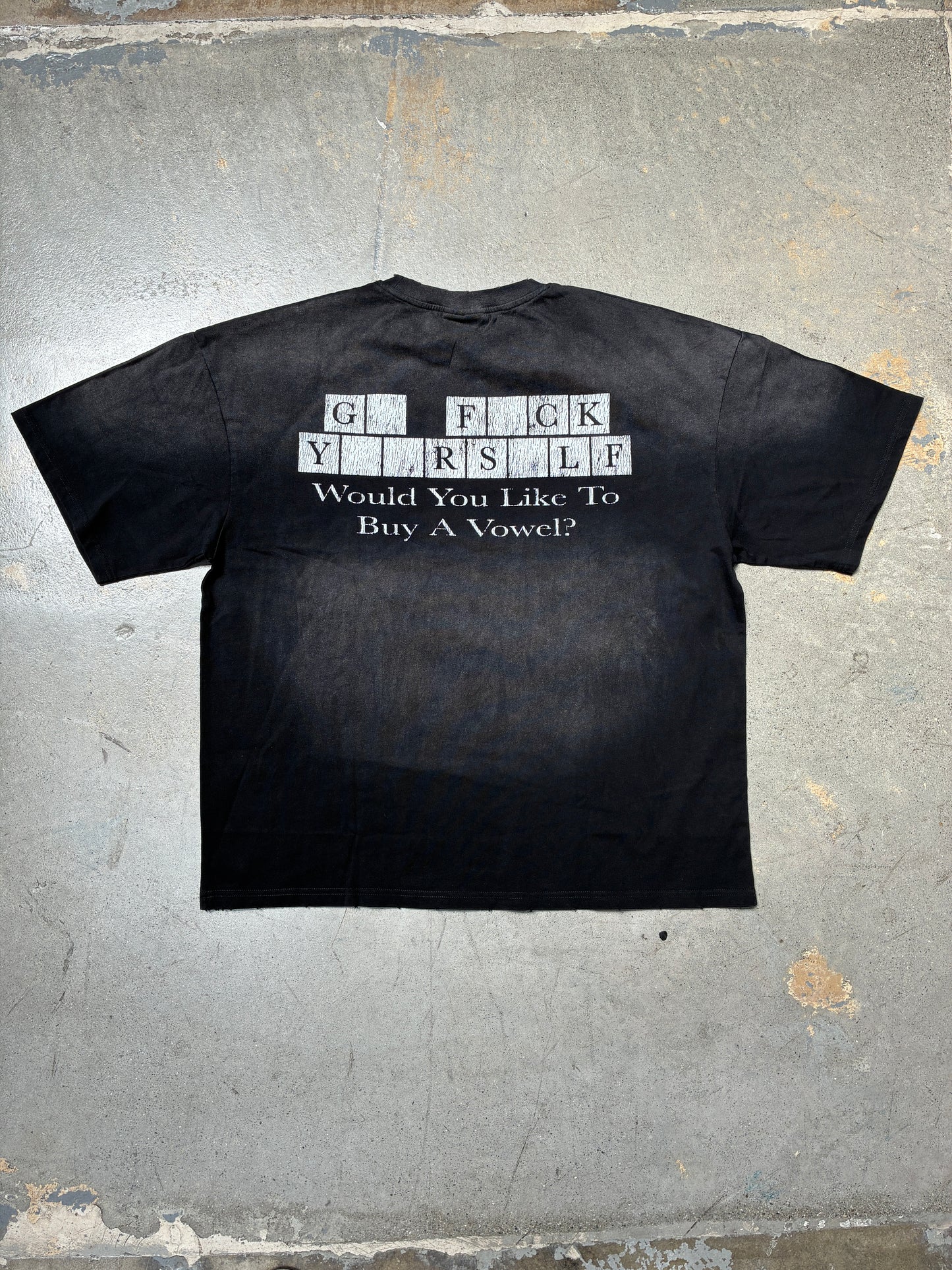 Sincerely Blanco Vowel T-Shirt Vintage Black XL
