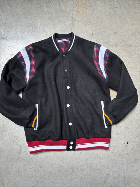 Embelish Varsity Jacket Black/Red/Flannel (Large) (Pre-Owned)