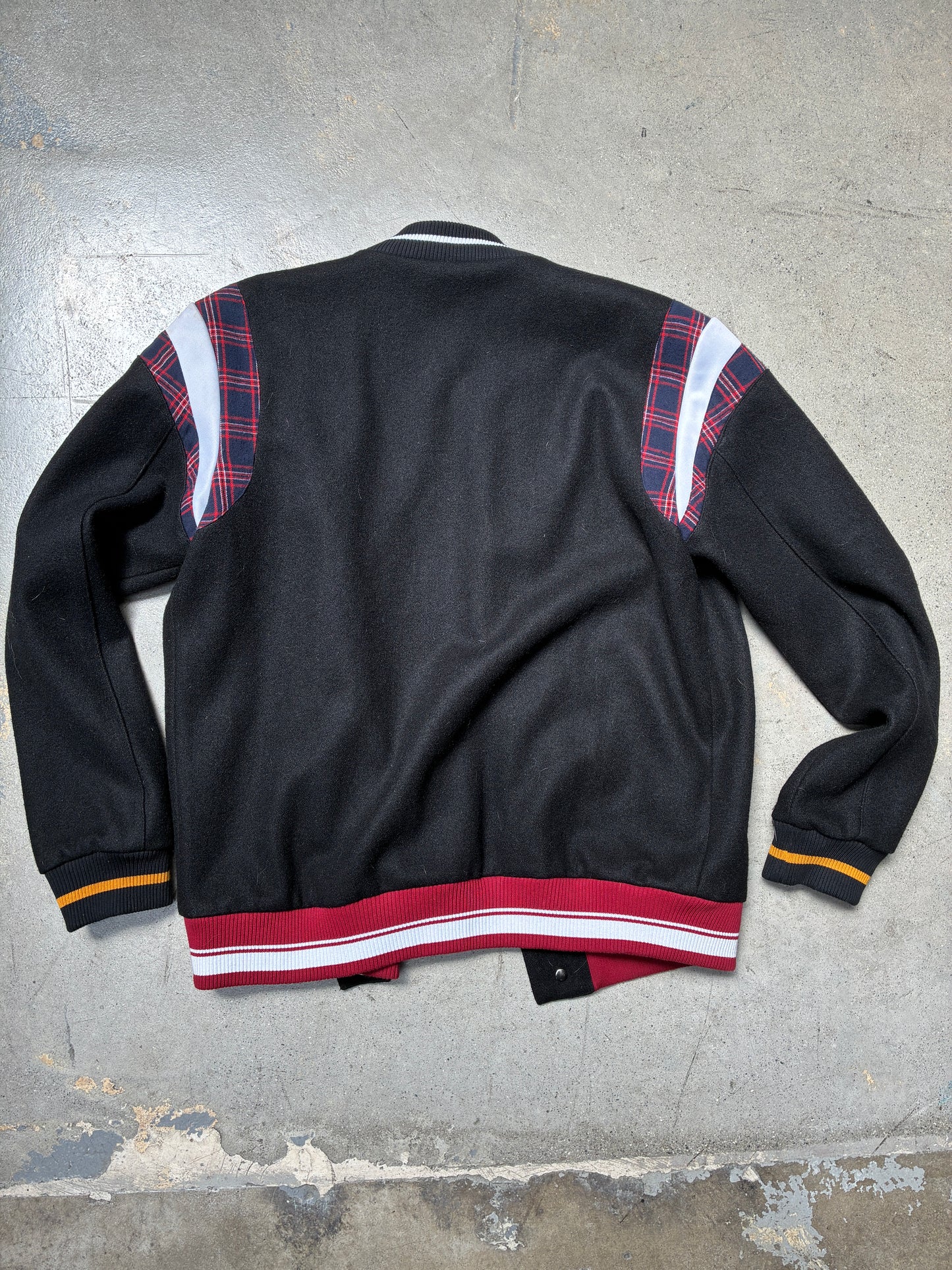 Embelish Varsity Jacket Black/Red/Flannel (Large) (Pre-Owned)