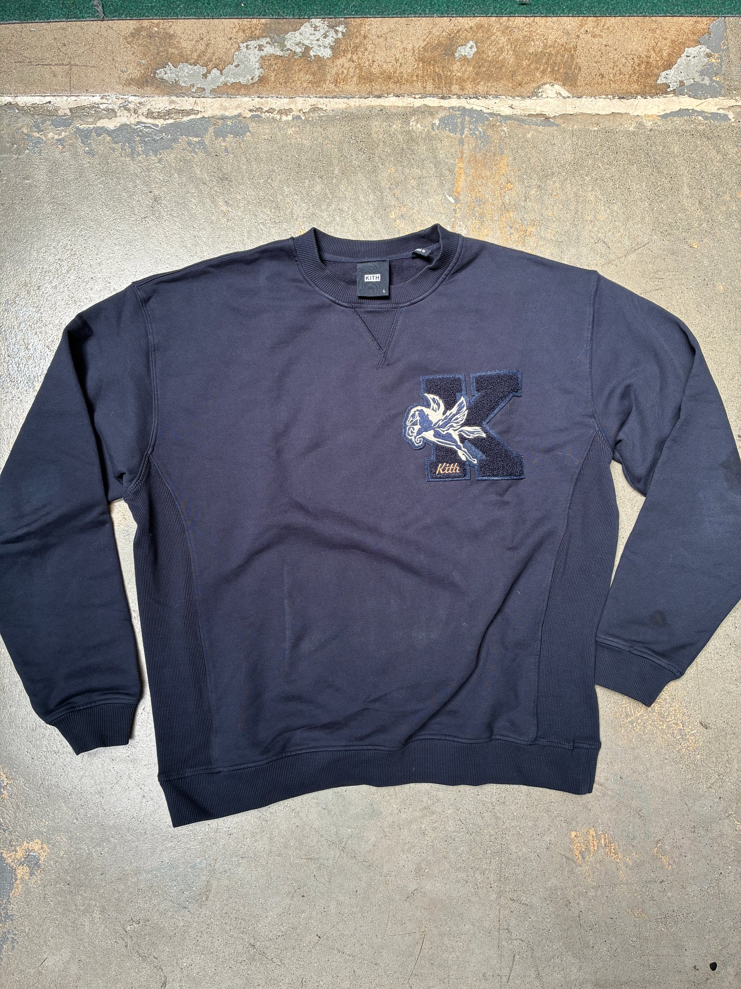 Kith Varsity Patch Crewneck Navy (Large) (Pre-Owned)