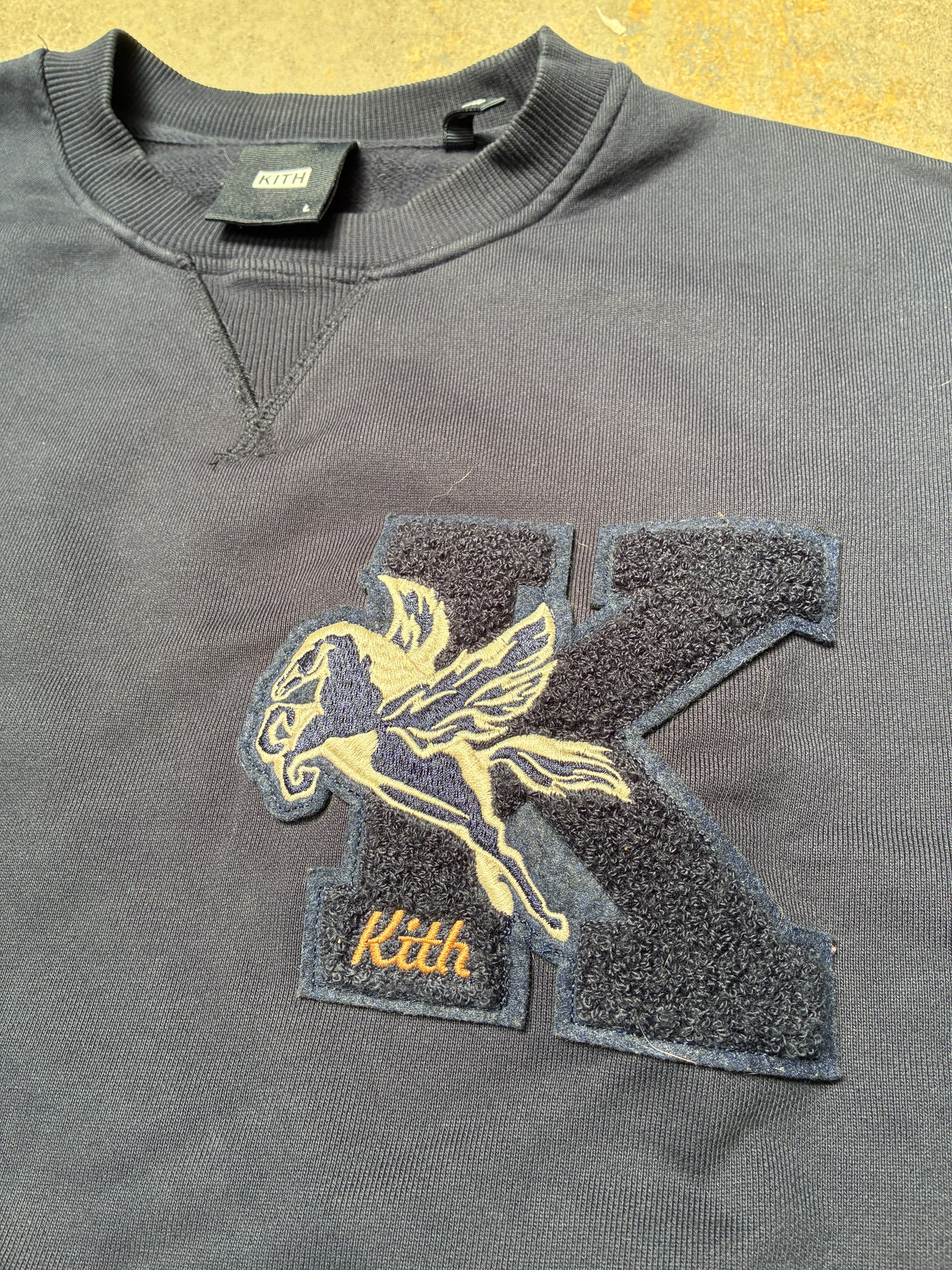 Kith Varsity Patch Crewneck Navy (Large) (Pre-Owned)