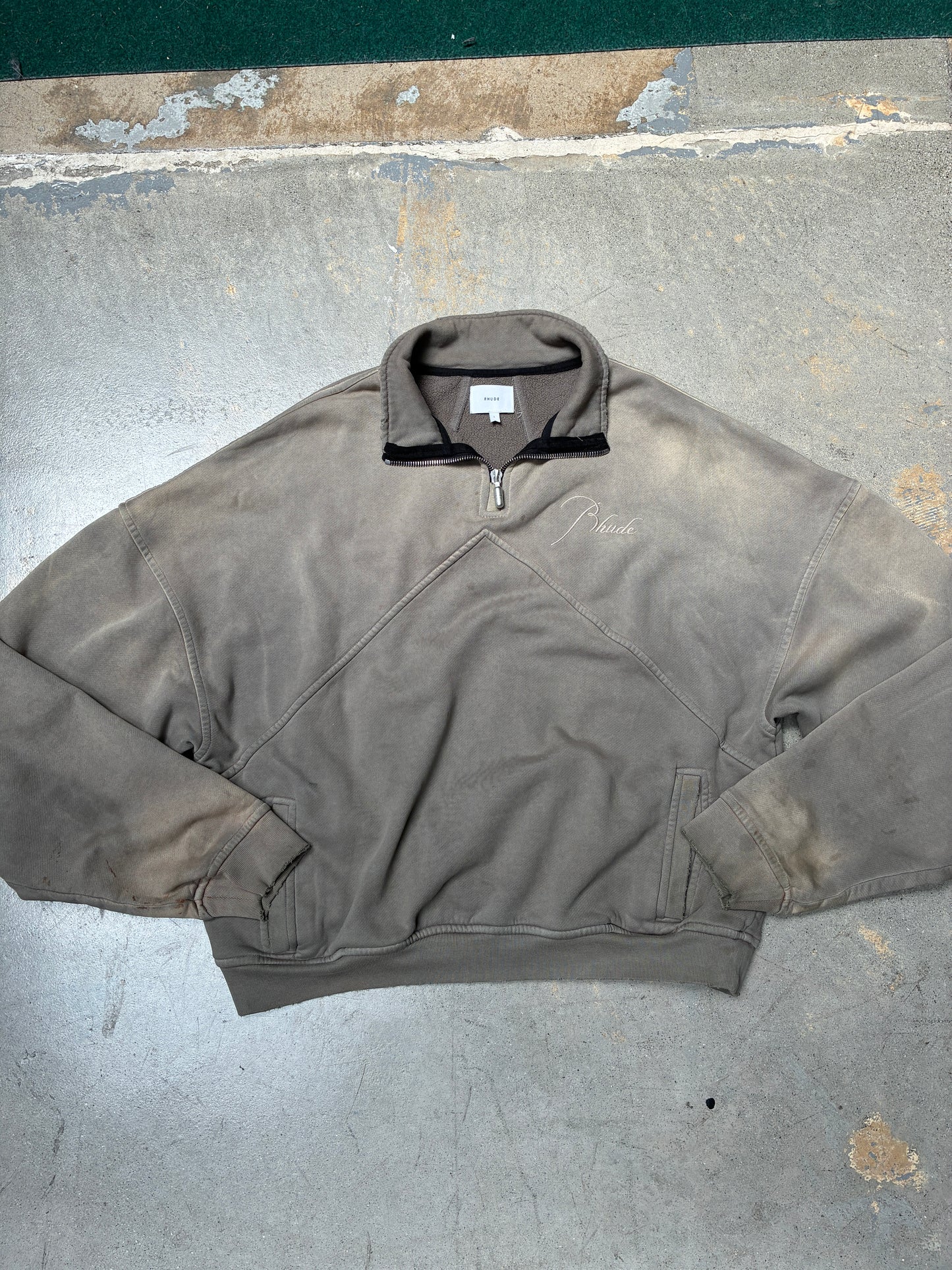 Rhude Logo Embroidery Quarter-Zip Tan (Large) (Pre-Owned)