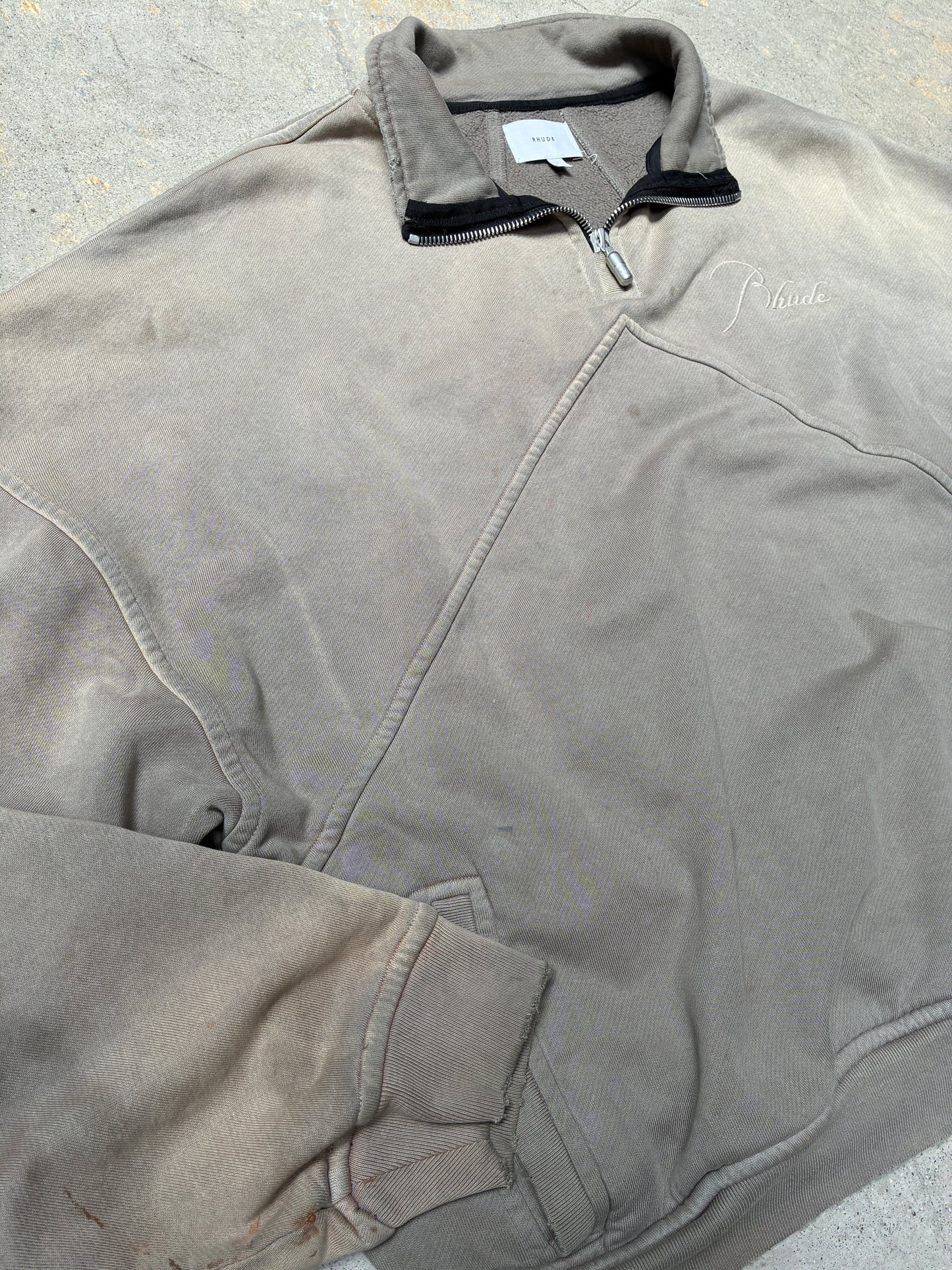 Rhude Logo Embroidery Quarter-Zip Tan (Large) (Pre-Owned)
