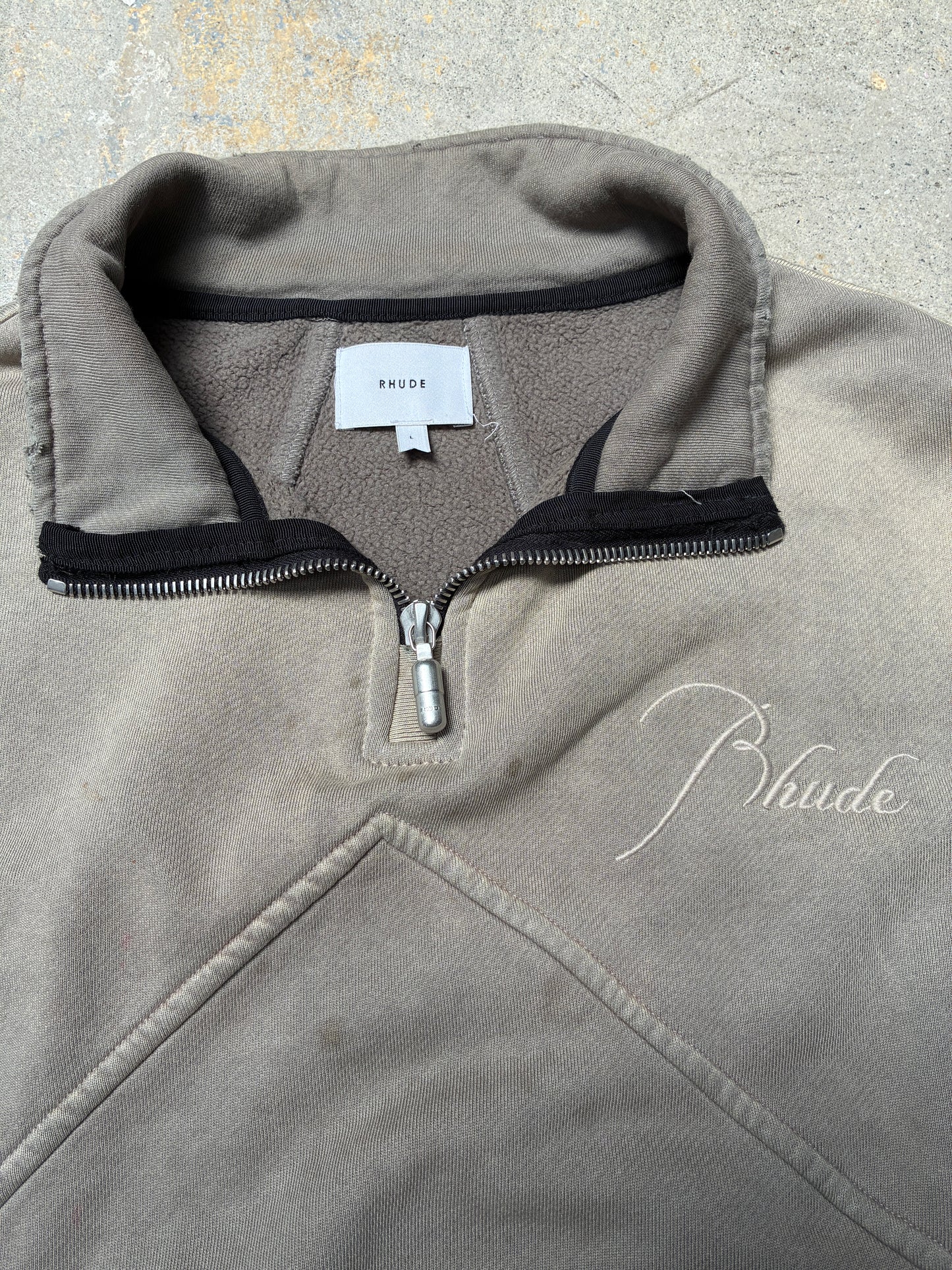 Rhude Logo Embroidery Quarter-Zip Tan (Large) (Pre-Owned)