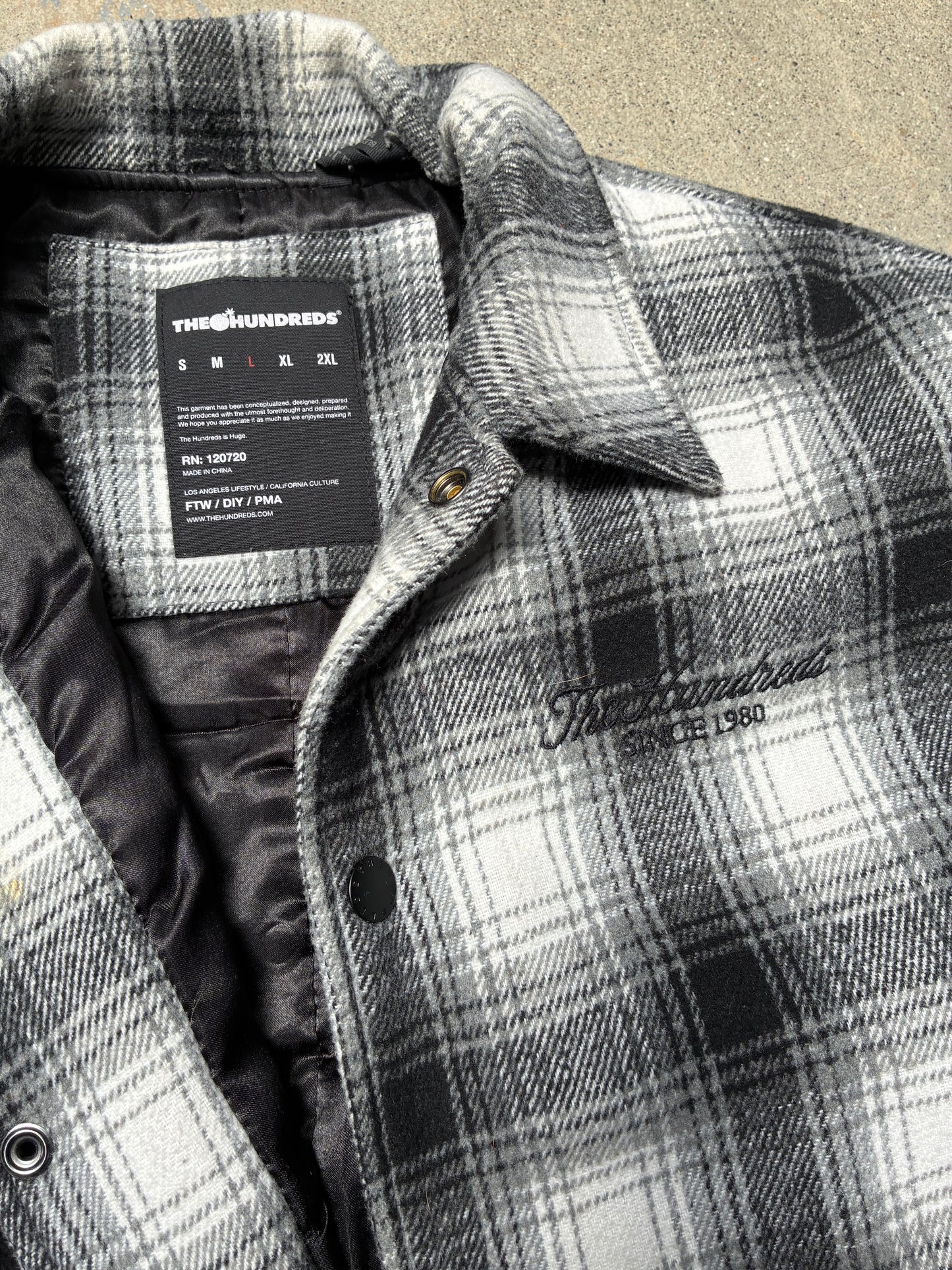 The Hundreds Monochrome Plaid Trench Coat Jacket (Large) (Pre-Owned)