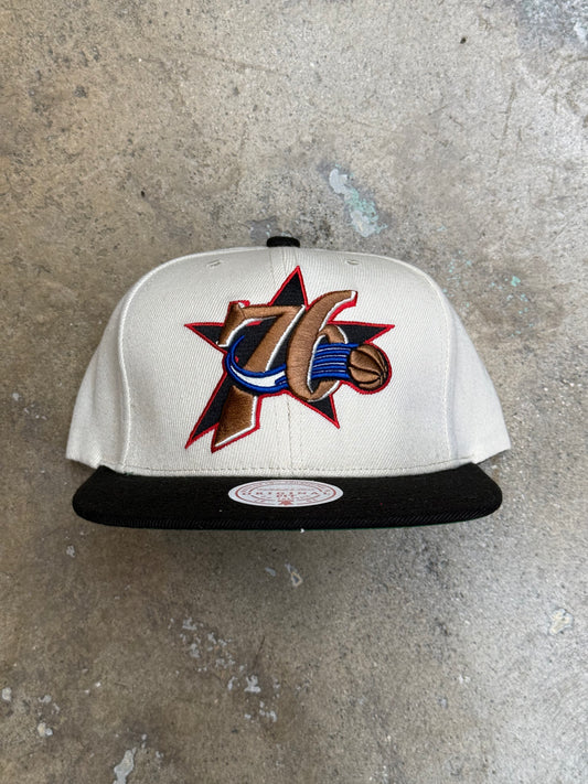 Mitchell & Ness Philadelphia 76ers HWC XL Logo Snapback Natural/Black