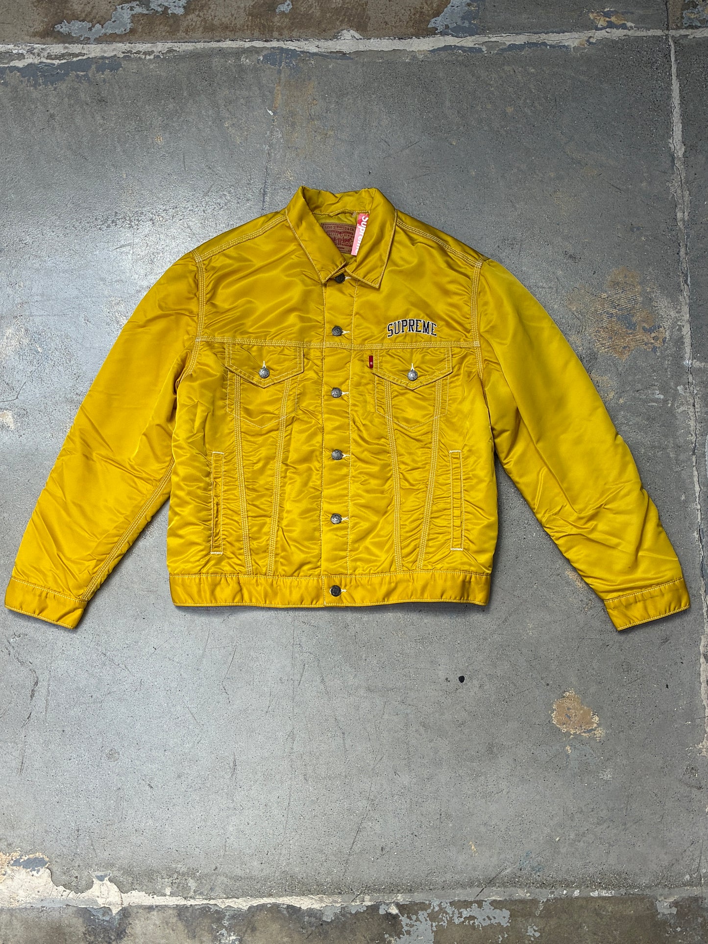 Supreme x Levis Nylon Trucker Jacket Yellow Medium