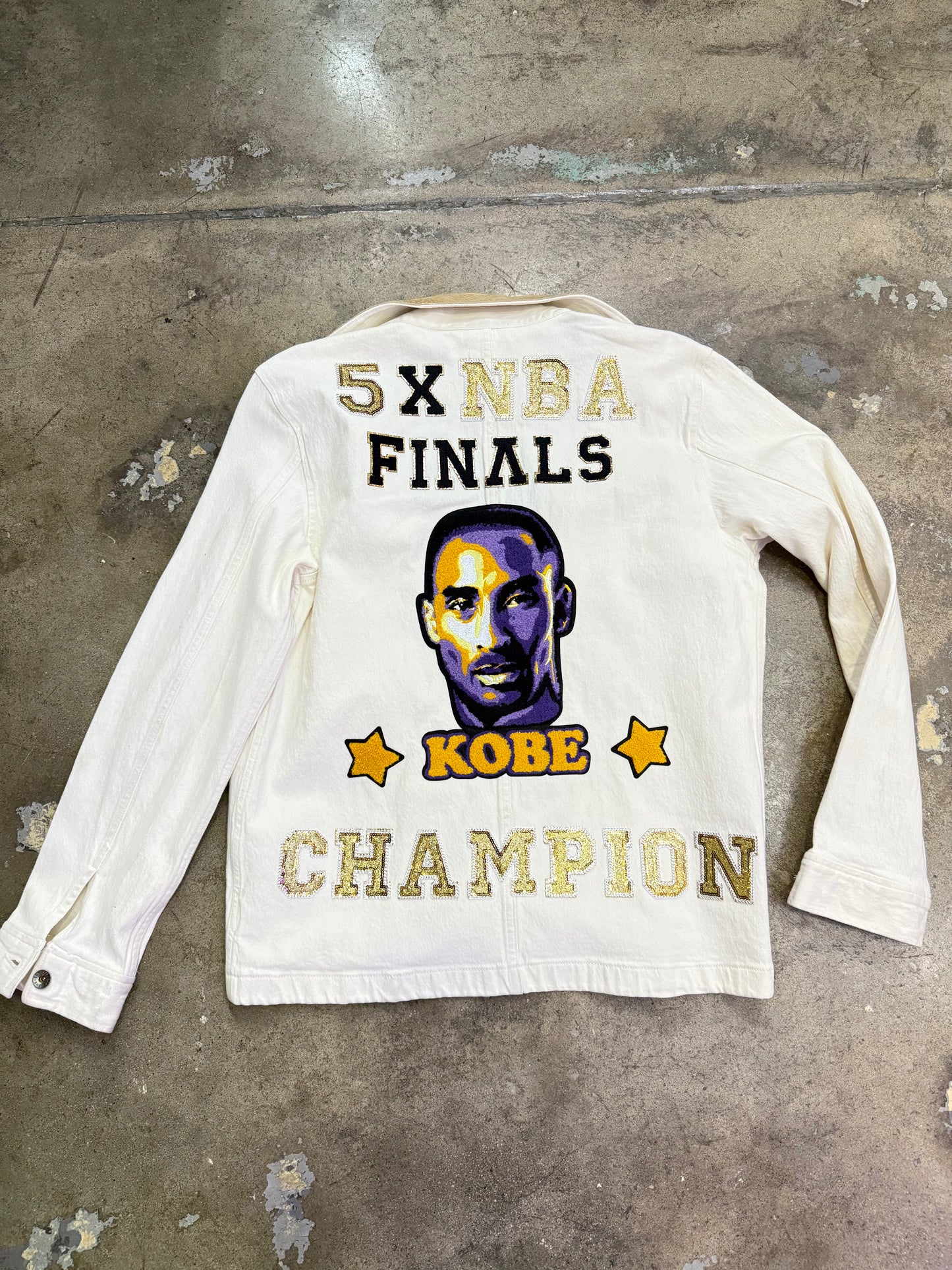 Blue Foo Custom Kobe Denim Jacket White Large