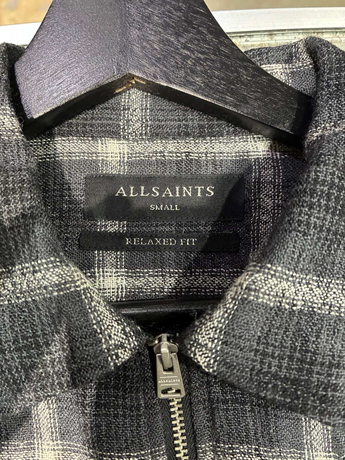 All Saints Flannel Zip-up Black/White Small (Pre-Owned)