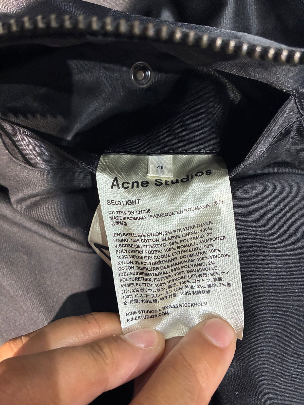 Acne Studios Selo Light Bomber Satin Jacket 48 (Pre-Owned)