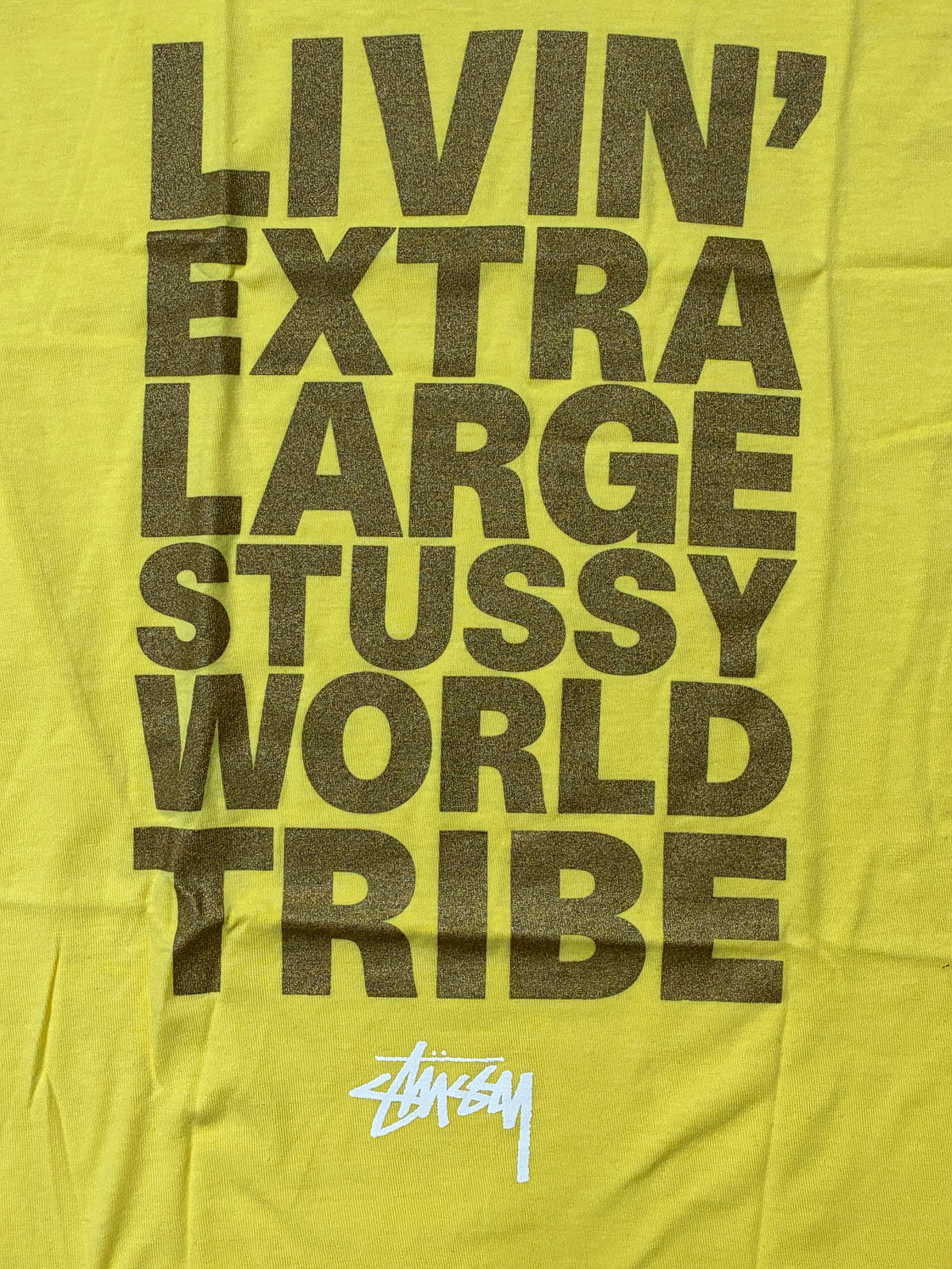 Stussy Livin' Extra Large T-Shirt Yellow Small