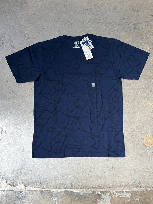 Kaws x Uniqlo All Over Print T-Shirt Blue Large