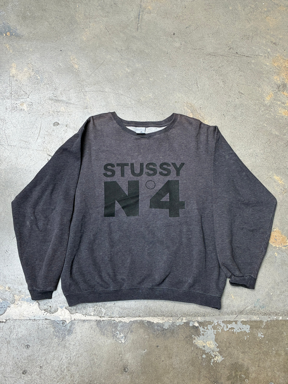 Vintage Stussy NO.4 Crewneck Charcoal Grey Medium (Pre-Owned)