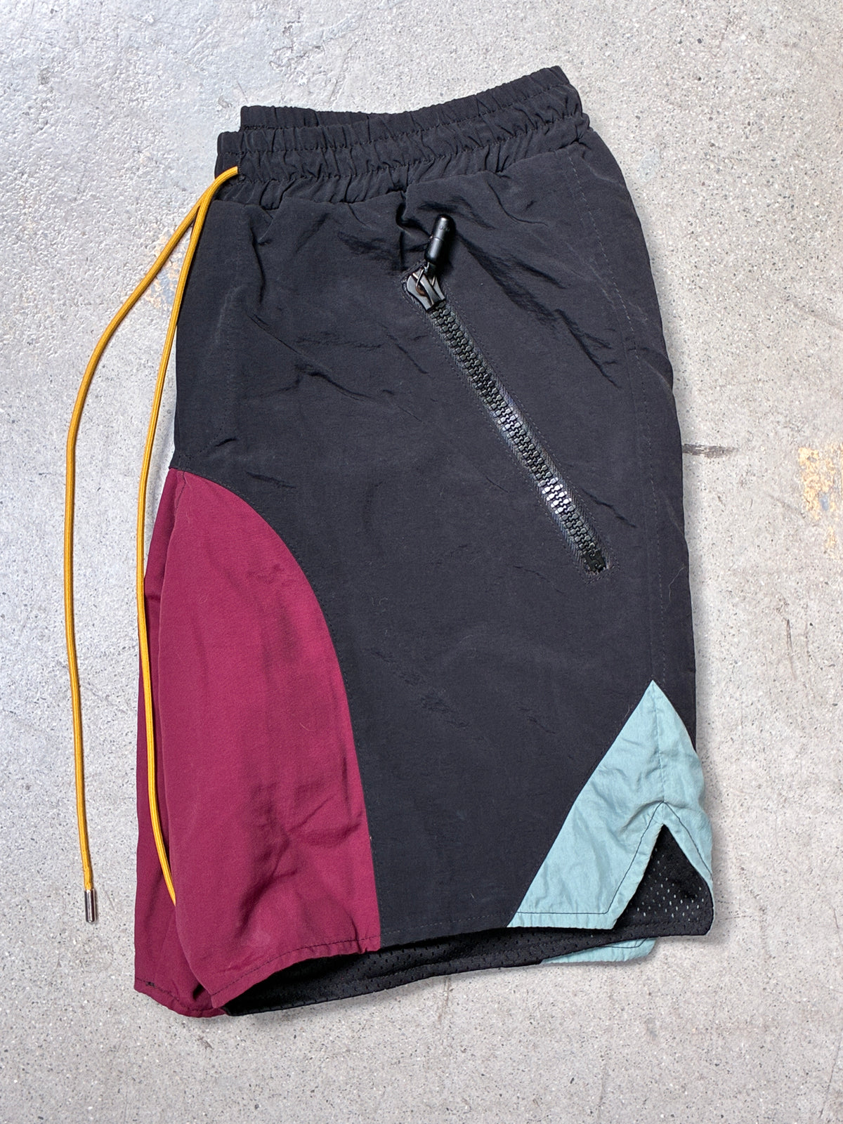 Rhude Panel Swim Shorts Black/Maroon (Small) (Pre-Owned)