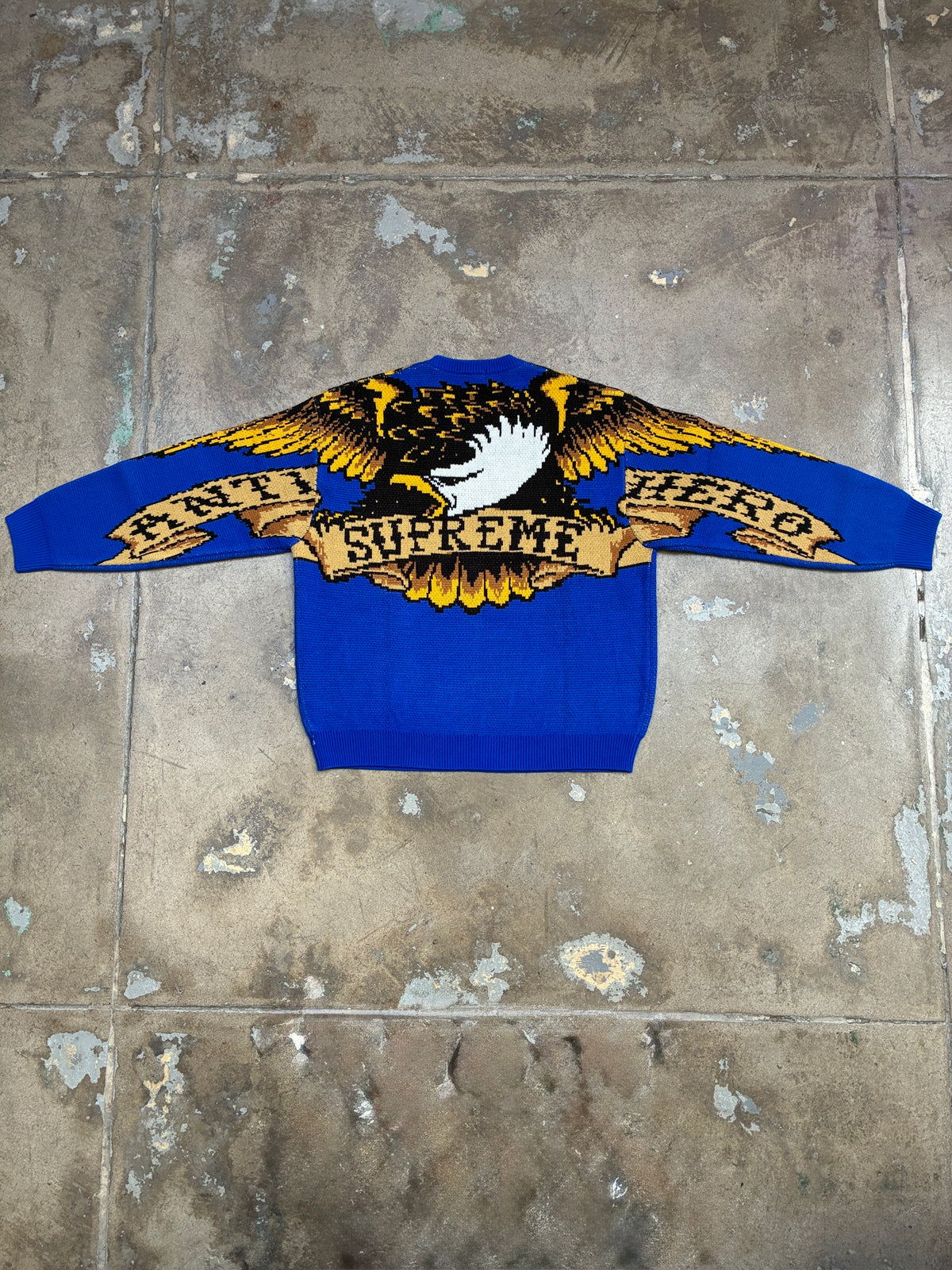 Supreme Antihero Crewneck Knitted Sweatshirt (Royal)