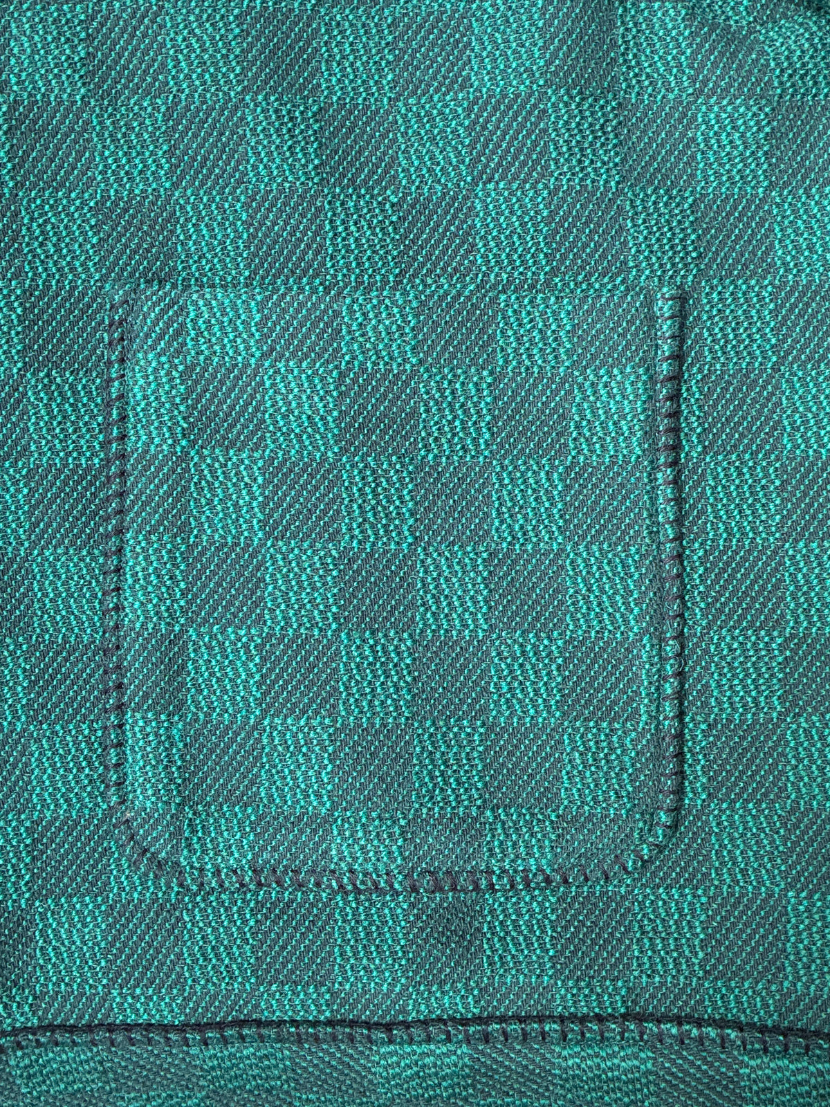 Kith Check Boucle Boxy Collard Overshirt (Ivy green)