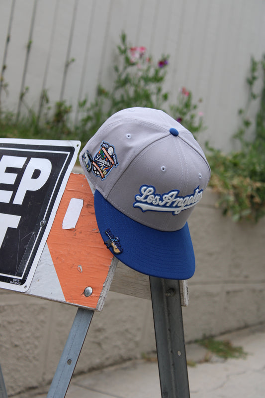New Era LA Dodgers Script R34 59fifty Hat Grey/Blue