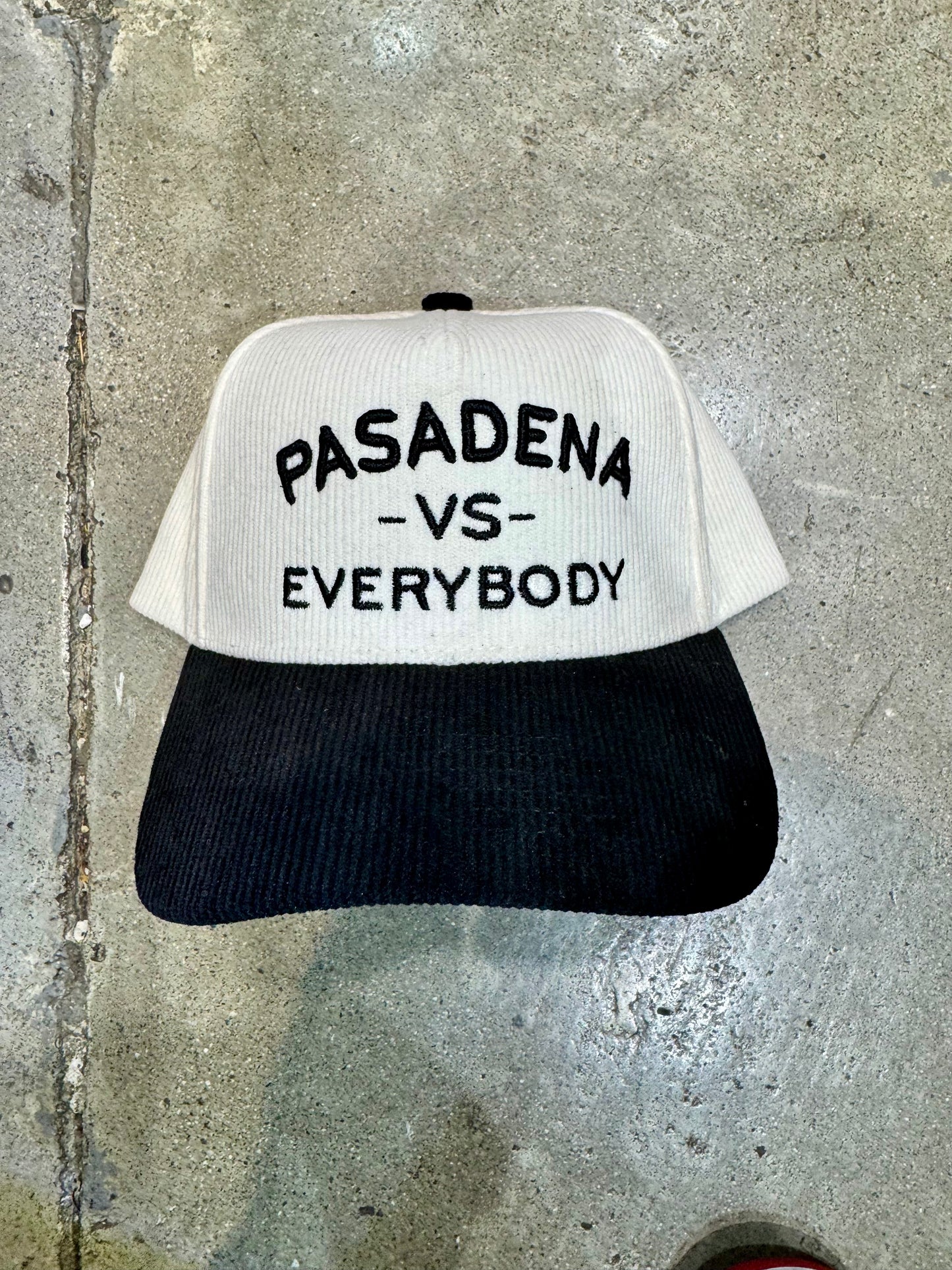 Wolf Collection "Pasadena VS Everybody" Corduroy Snapback Cream/Black