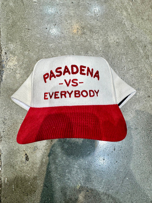 Wolf Collection "Pasadena VS Everybody" Corduroy Snapback Cream/Red