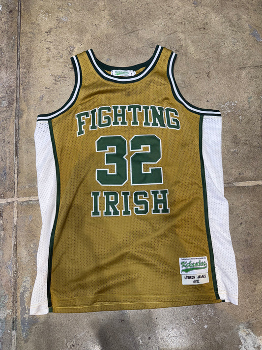 Lebron James Fighting Irish Freshman Year Jersey Gold Large (Used)