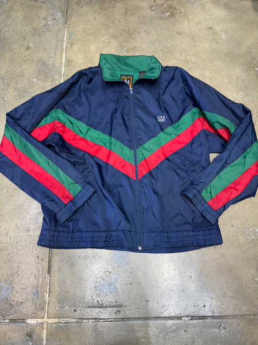 Olympic 1992 USA Track Jacket Navy/Green/Red Large (Used)