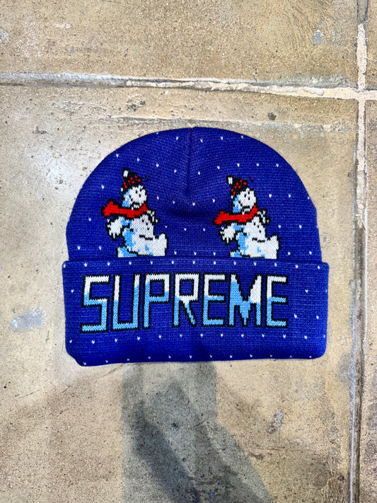 Supreme Snowman Knit Beanie Blue