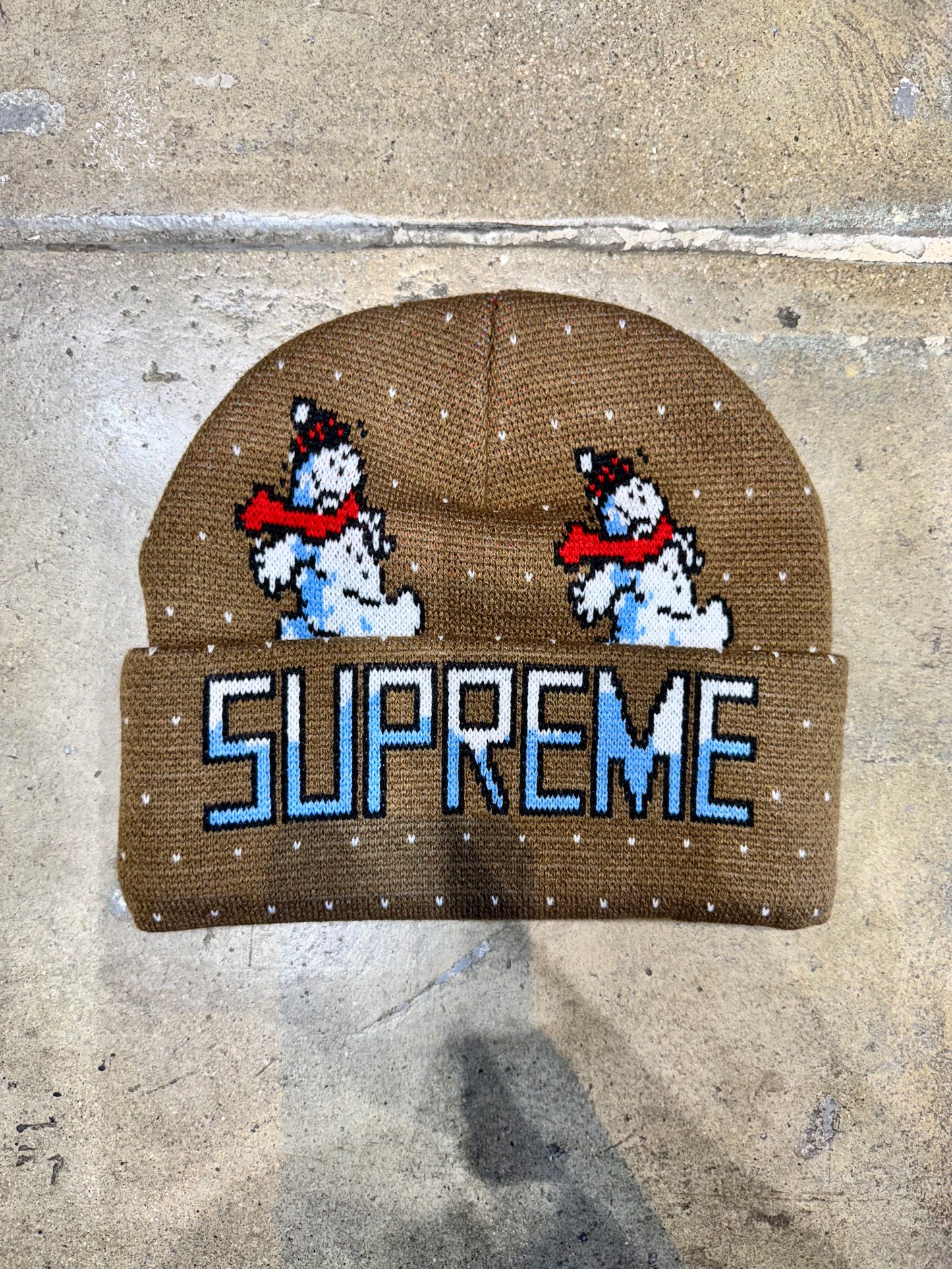 Supreme Snowman Knit Beanie Brown