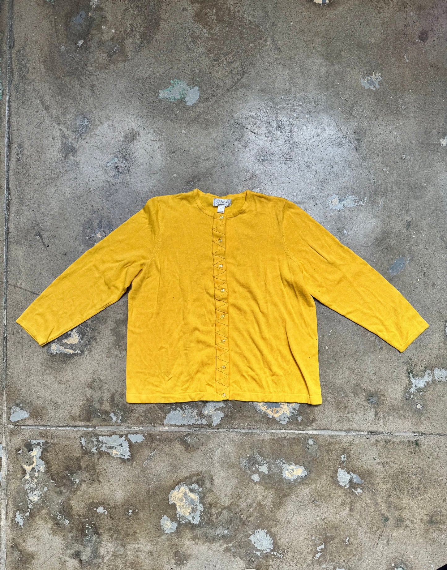 Vintage CJ Banks Button Cardigan Yellow XL